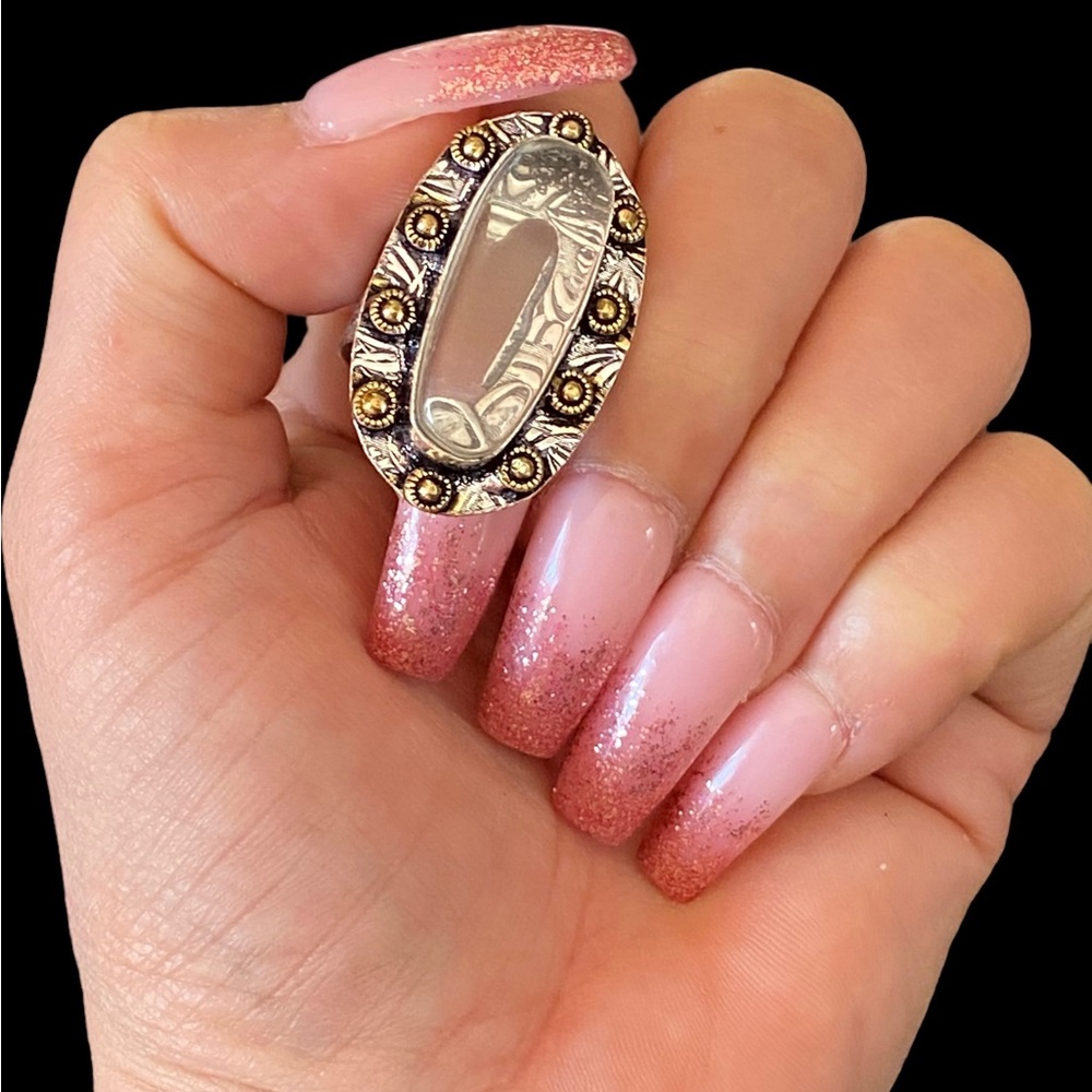 Clear “topaz” Two Toned Ring - Picture 8 of 13